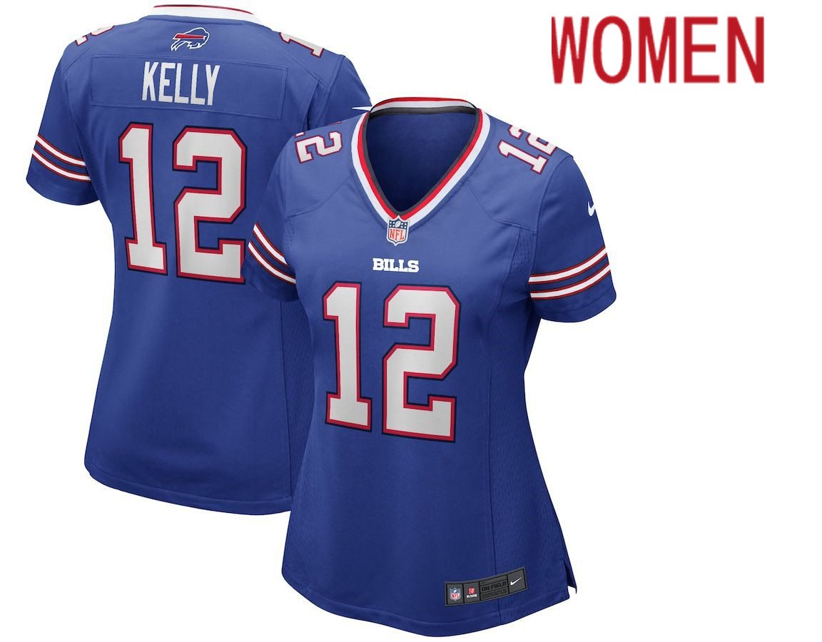 Women Buffalo Bills #12 Jim Kelly Nike Royal Game Retired Player NFL Jersey->women nfl jersey->Women Jersey